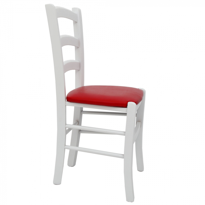 Scaun Paesana, cadru fag, culoare alb, material piele ecologica rosu [2]