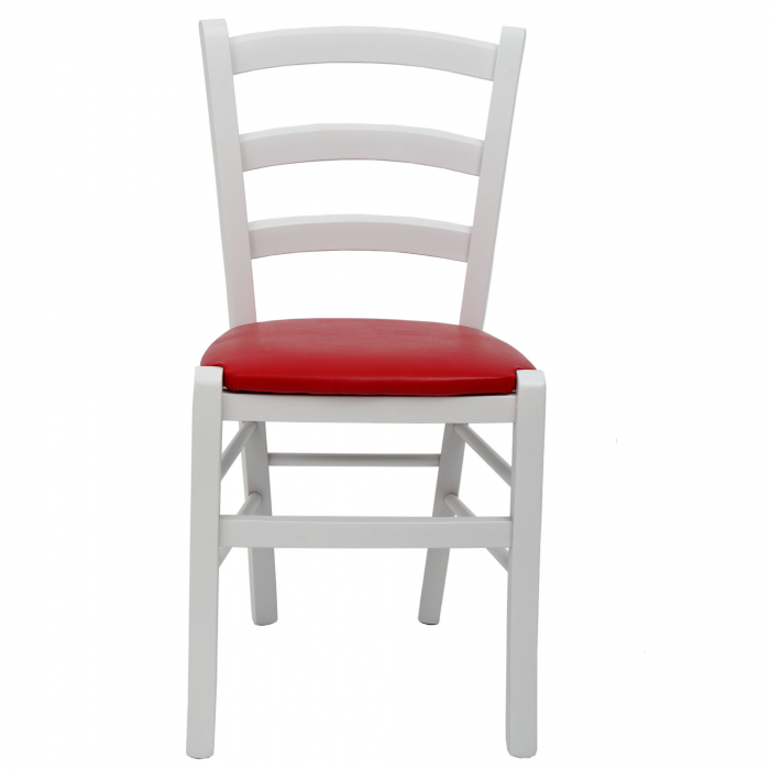 Scaun Paesana, cadru fag, culoare alb, material piele ecologica rosu [1]