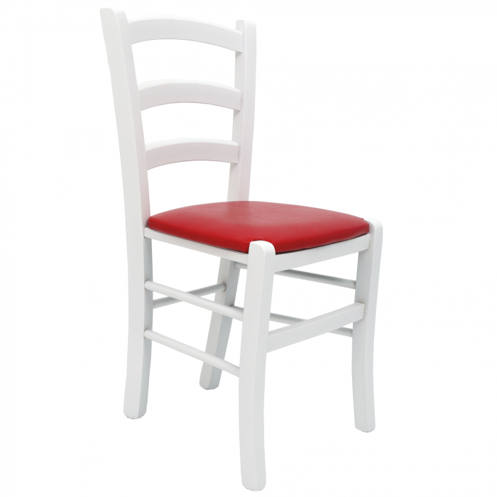 Scaun Paesana, cadru fag, culoare alb, material piele ecologica rosu [4]