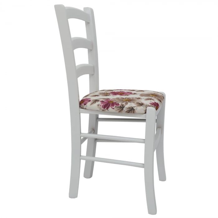 Scaun Paesana, cadru fag, culoare alb, material stofa print floral mov [3]