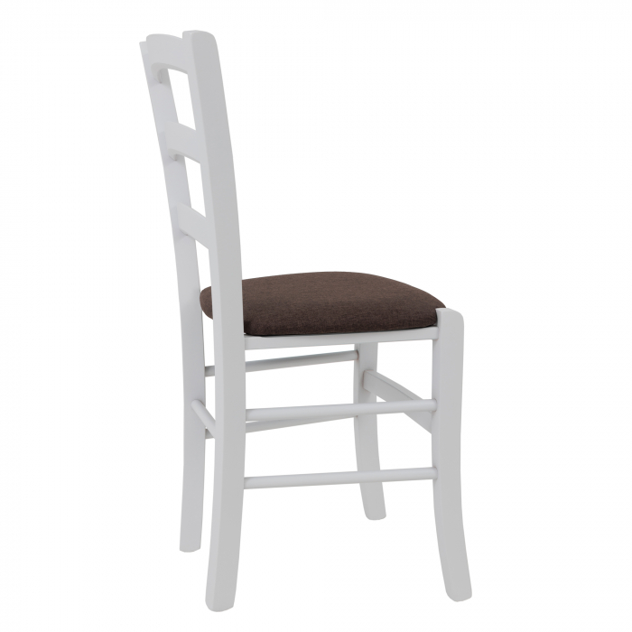 Scaun Paesana, cadru fag, culoare alb, material stofa S04 maro [3]