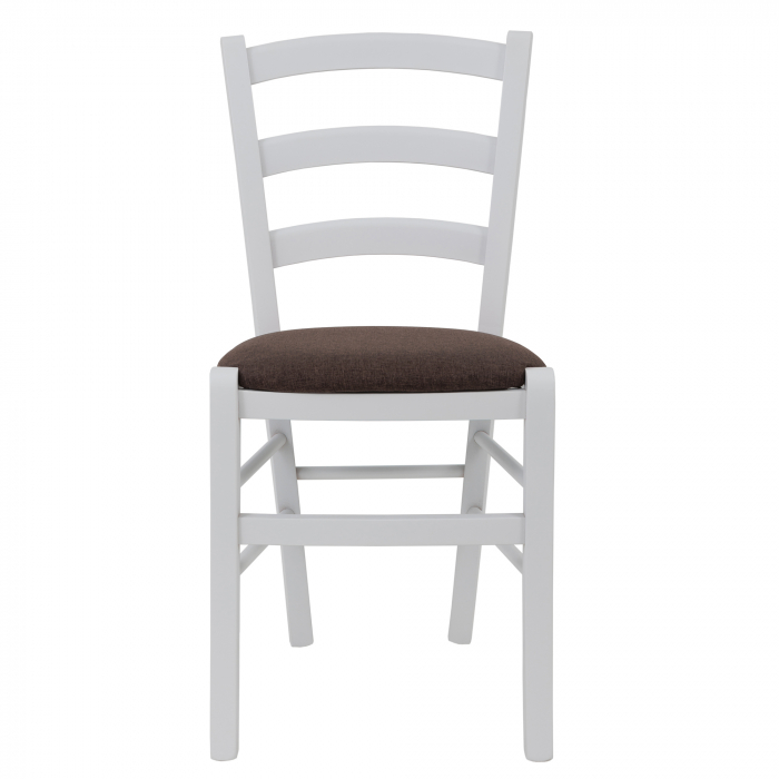Scaun Paesana, cadru fag, culoare alb, material stofa S04 maro [2]