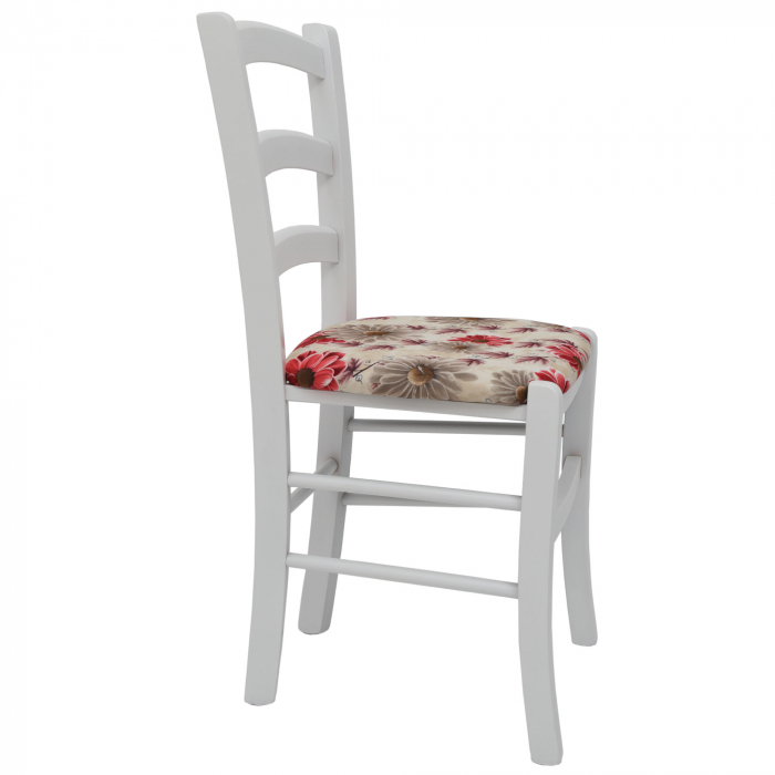 Scaun Paesana, cadru fag, culoare alb, material stofa print floral rosu [3]