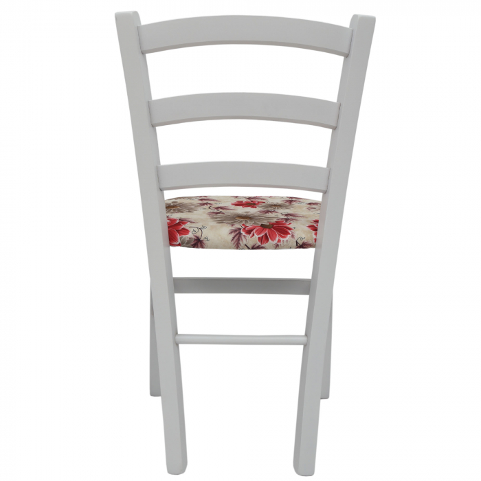 Scaun Paesana, cadru fag, culoare alb, material stofa print floral rosu [4]