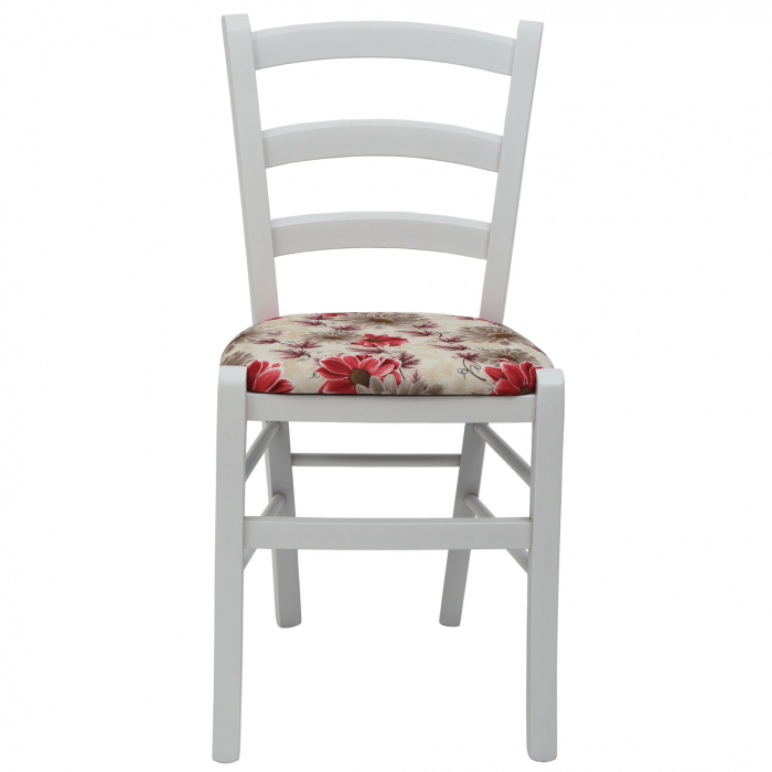Scaun Paesana, cadru fag, culoare alb, material stofa print floral rosu [2]
