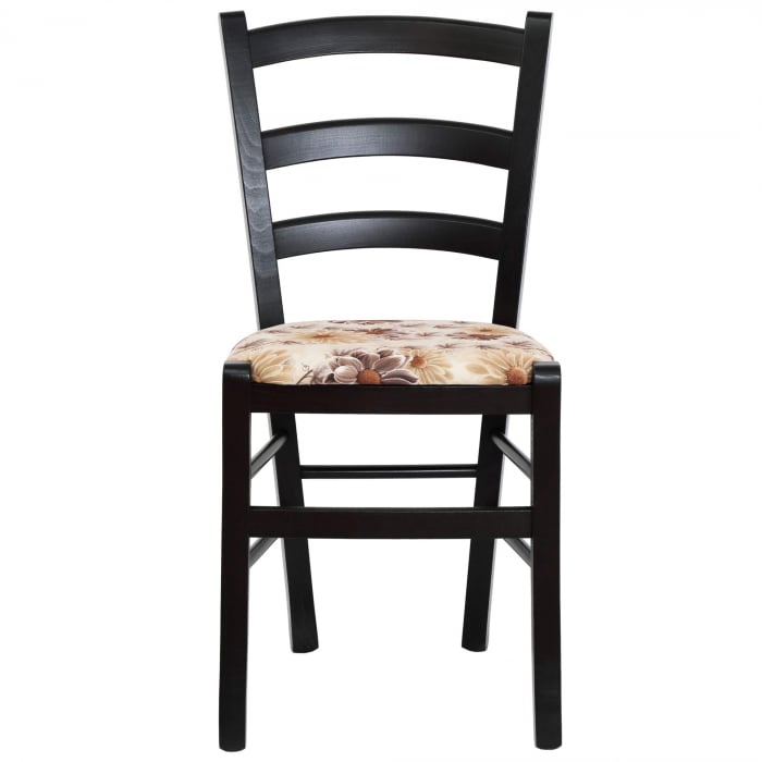 Scaun Paesana, cadru fag, culoare wenge, material stofa print floral maro [4]