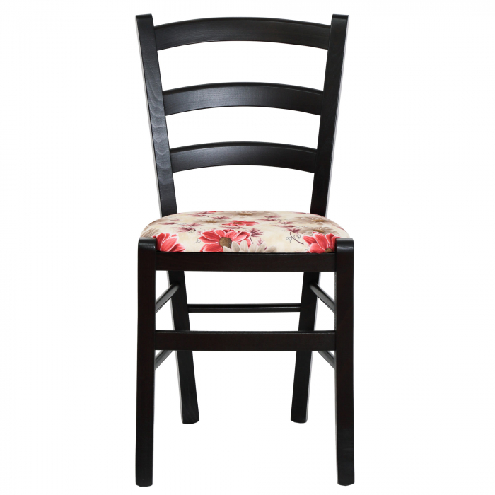 Scaun Paesana, cadru fag, culoare wenge, material stofa print floral rosu [4]