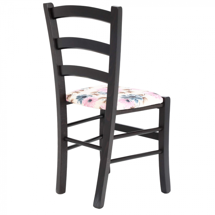 Scaun Paesana, cadru fag, culoare wenge, material stofa print floral turcoaz [3]