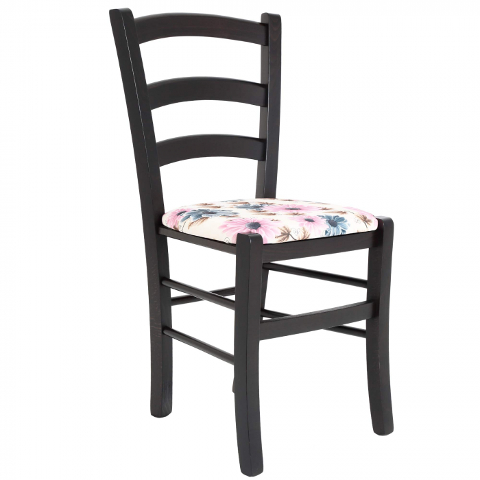 Scaun Paesana, cadru fag, culoare wenge, material stofa print floral turcoaz [1]