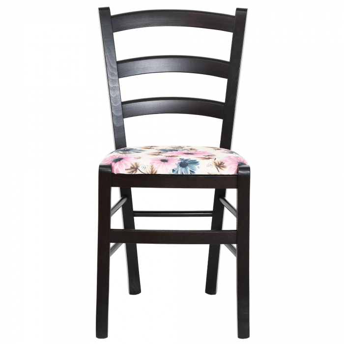 Scaun Paesana, cadru fag, culoare wenge, material stofa print floral turcoaz [4]