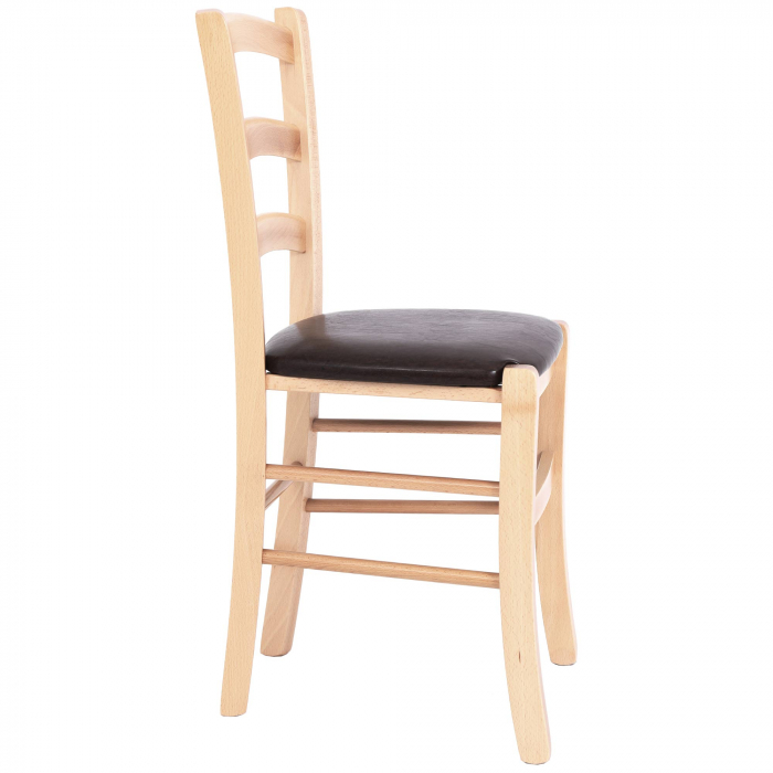 Scaun Paesana, cadru fag, material piele ecologica maro [2]