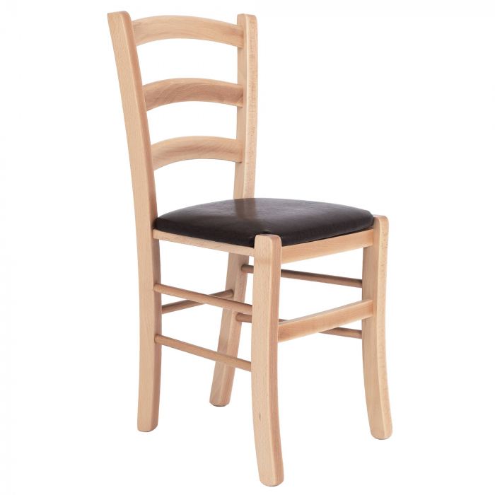 Scaun Paesana, cadru fag, material piele ecologica maro [1]