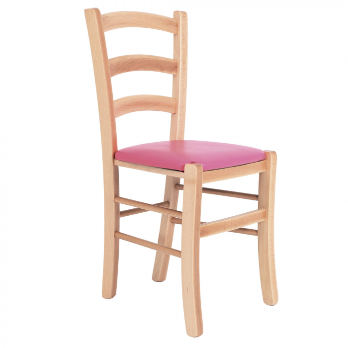 Scaun Paesana, cadru fag, material piele ecologica roz [1]
