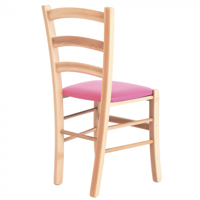 Scaun Paesana, cadru fag, material piele ecologica roz [3]