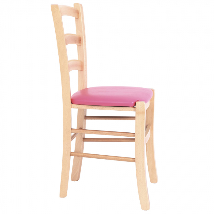 Scaun Paesana, cadru fag, material piele ecologica roz [2]