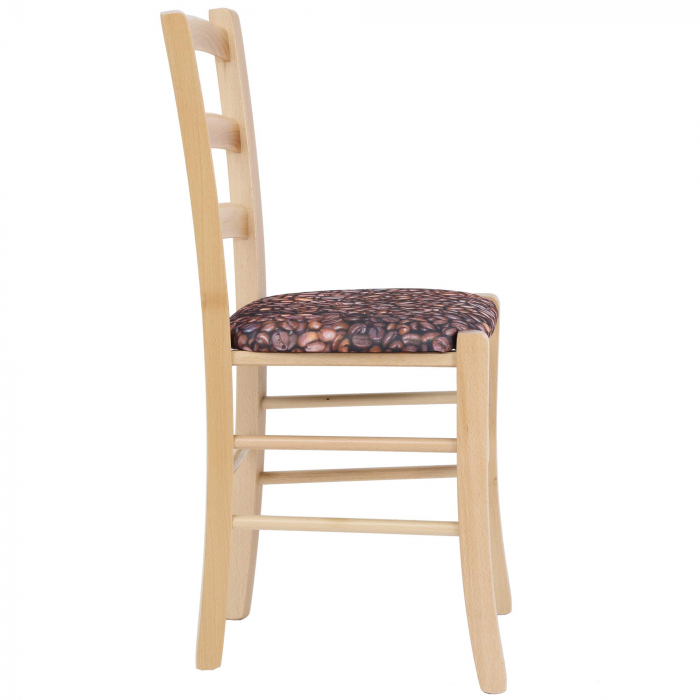 Scaun Paesana, cadru fag, material stofa print cafea [2]