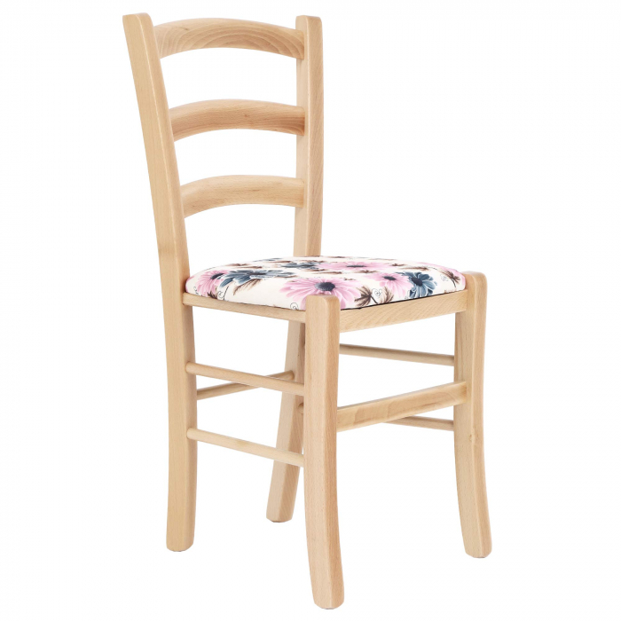Scaun Paesana, cadru fag, material stofa print floral turcoaz [3]