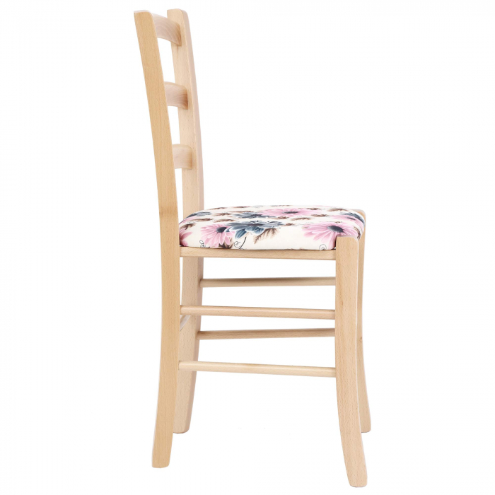 Scaun Paesana, cadru fag, material stofa print floral turcoaz [4]
