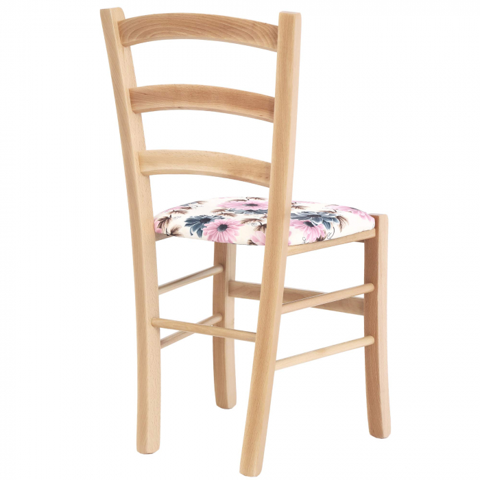 Scaun Paesana, cadru fag, material stofa print floral turcoaz [5]