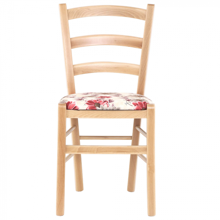 Scaun Paesana, cadru fag, material stofa print floral rosu [4]
