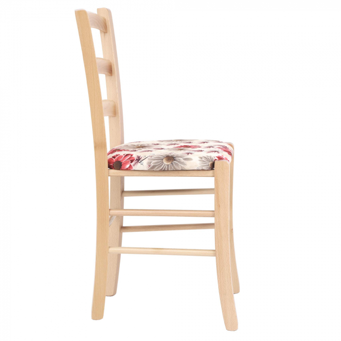 Scaun Paesana, cadru fag, material stofa print floral rosu [2]