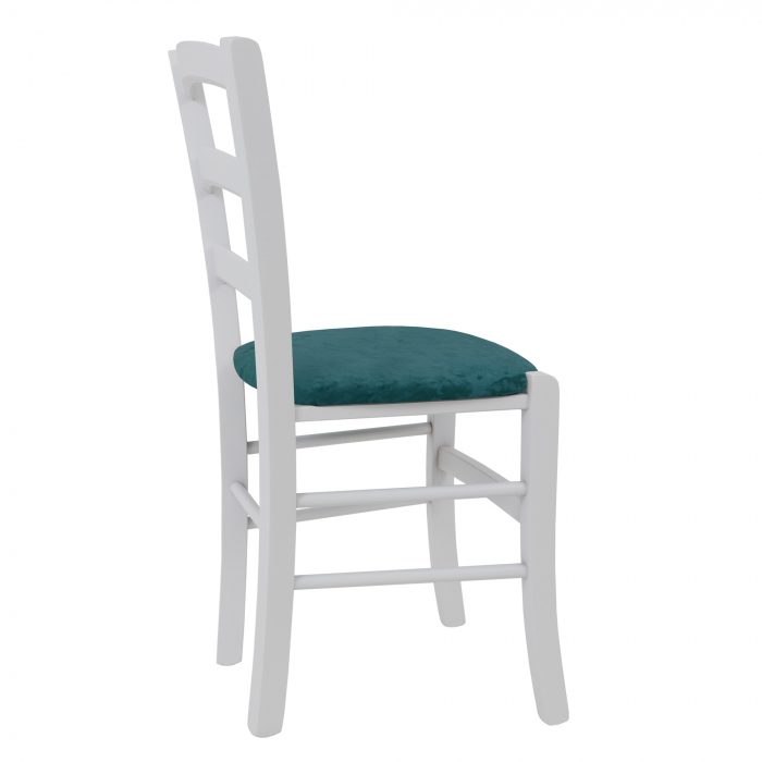 Scaun Paesana, cadru fag, culoare alb, material stofa E22 turcoaz [3]