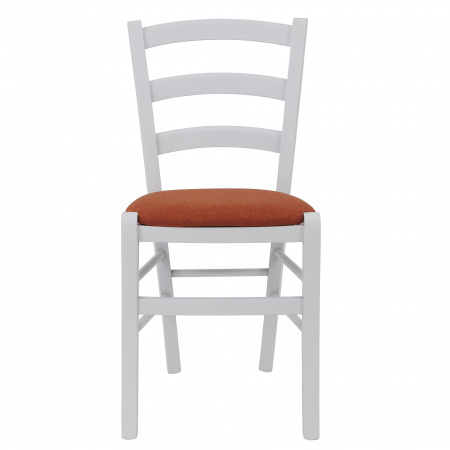 Scaun Paesana, cadru fag, culoare alb, material stofa S25 portocaliu [1]