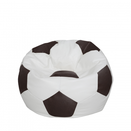 Fotolii Puf - Mondo Ball - fotoliu puf - imitatie piele - alb/maro