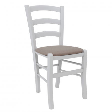 Scaune bucatarie - Scaun Paesana, cadru fag, culoare alb, material stofa S17 bej