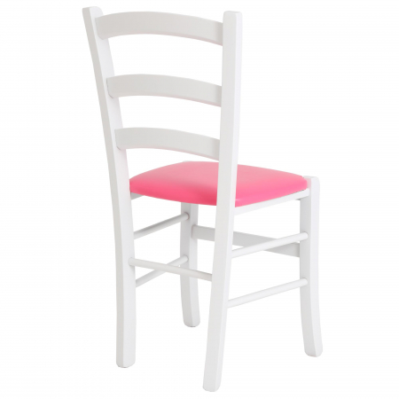 Scaun Paesana, cadru fag, culoare alb, material piele ecologica roz [1]