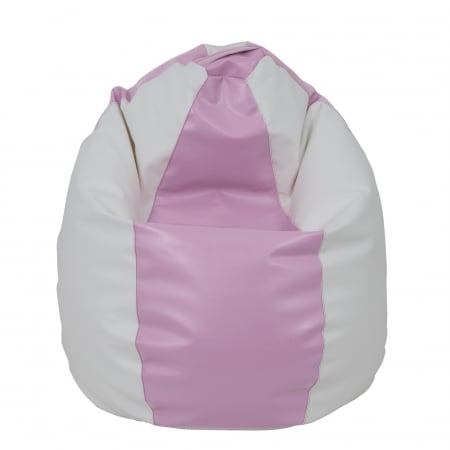 Mara - fotoliu puff - imitatie piele - mov/ alb [1]