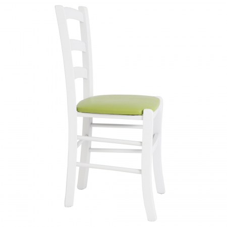 Scaun Paesana, cadru fag, culoare alb, material piele ecologica verde [1]