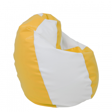 Mara - fotoliu puff - imitatie piele - galben/alb [2]