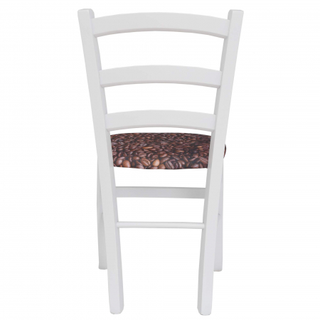 Scaun Paesana, cadru fag, culoare alb, material stofa print cafea [3]