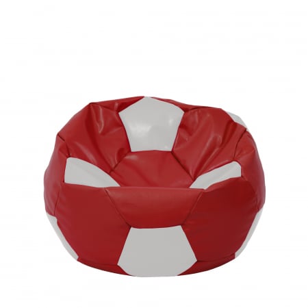 Fotolii Puf - Mondo Ball - fotoliu puf - imitatie piele - rosu/alb