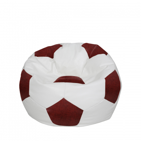 Fotolii Puf - Mondo Ball - fotoliu puf - imitatie piele - alb/visiniu