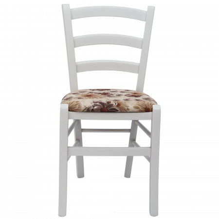 Scaun Paesana, cadru fag, culoare alb, material stofa print floral maro [1]