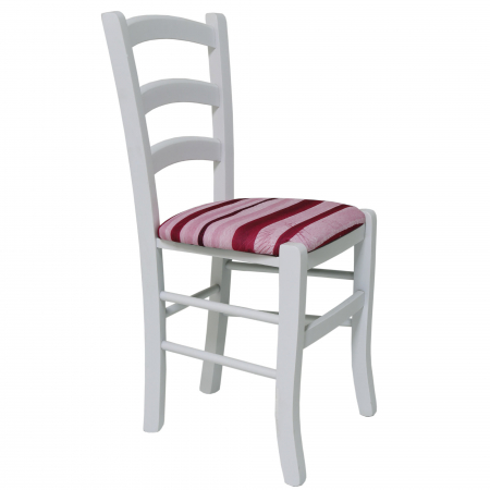 Scaune bucatarie - Scaun Paesana, cadru fag, culoare alb, material stofa print dungi