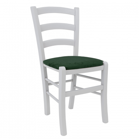 Scaune bucatarie - Scaun Paesana, cadru fag, culoare alb, material stofa E57 verde