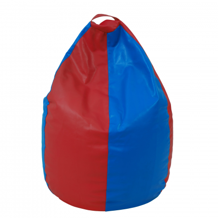 Mara - fotoliu puff - imitatie piele - rosu/ albastru