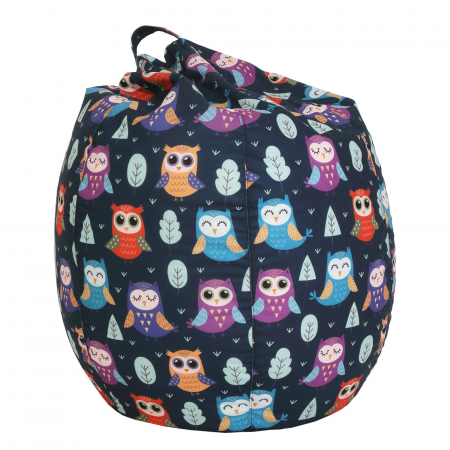 Mara - fotoliu puff - stofa print - bufnite