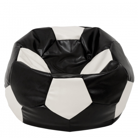 Fotolii Puf - Mega Ball - fotoliu puf - imitatie piele negru/alb