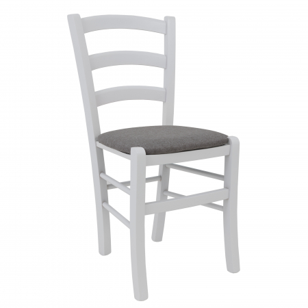 Scaune bucatarie - Scaun Paesana, cadru fag, culoare alb, material stofa S21 gri