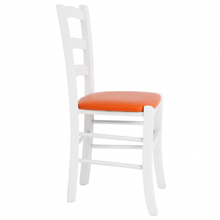 Scaun Paesana, cadru fag, culoare alb, material piele ecologica portocaliu [4]