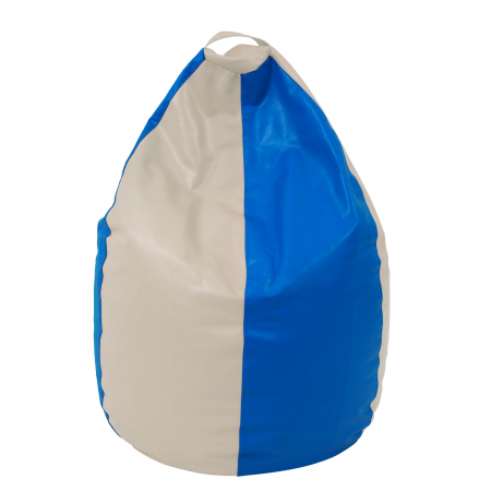 Fotolii Puf - Mara - fotoliu puff - imitatie piele - crem/albastru