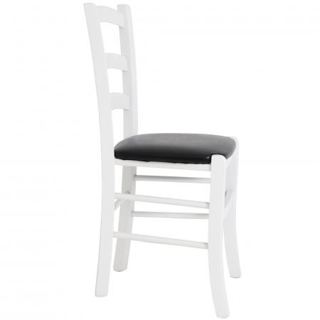 Scaun Paesana, cadru fag, culoare alb, material piele ecologica negru [1]