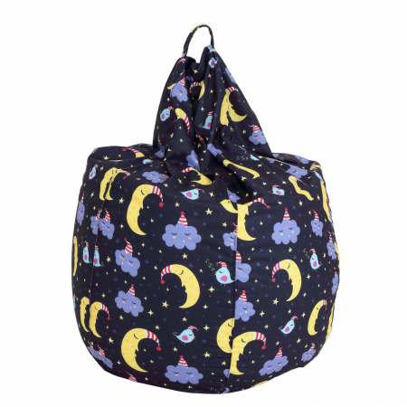 Mara - fotoliu puff - stofa print - luna si nori