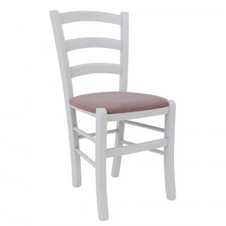Scaune bucatarie - Scaun Paesana, cadru fag, culoare alb, material stofa K19 roz