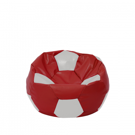Fotolii Puf - Baby Ball - fotoliu puf - imitatie piele rosu/alb