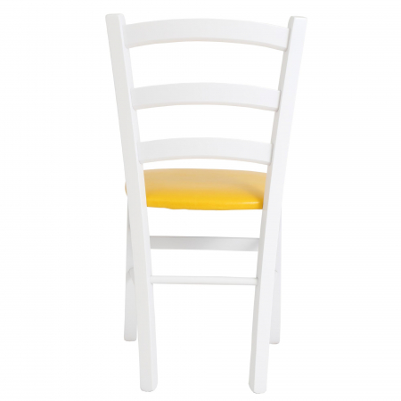 Scaun Paesana, cadru fag, culoare alb, material piele ecologica galben [3]